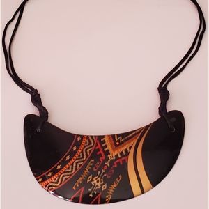 Handpainted Wood Black Necklace